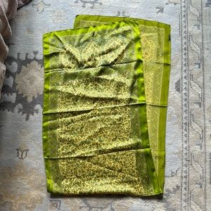 Pure silk chartreuse rectangular scarf